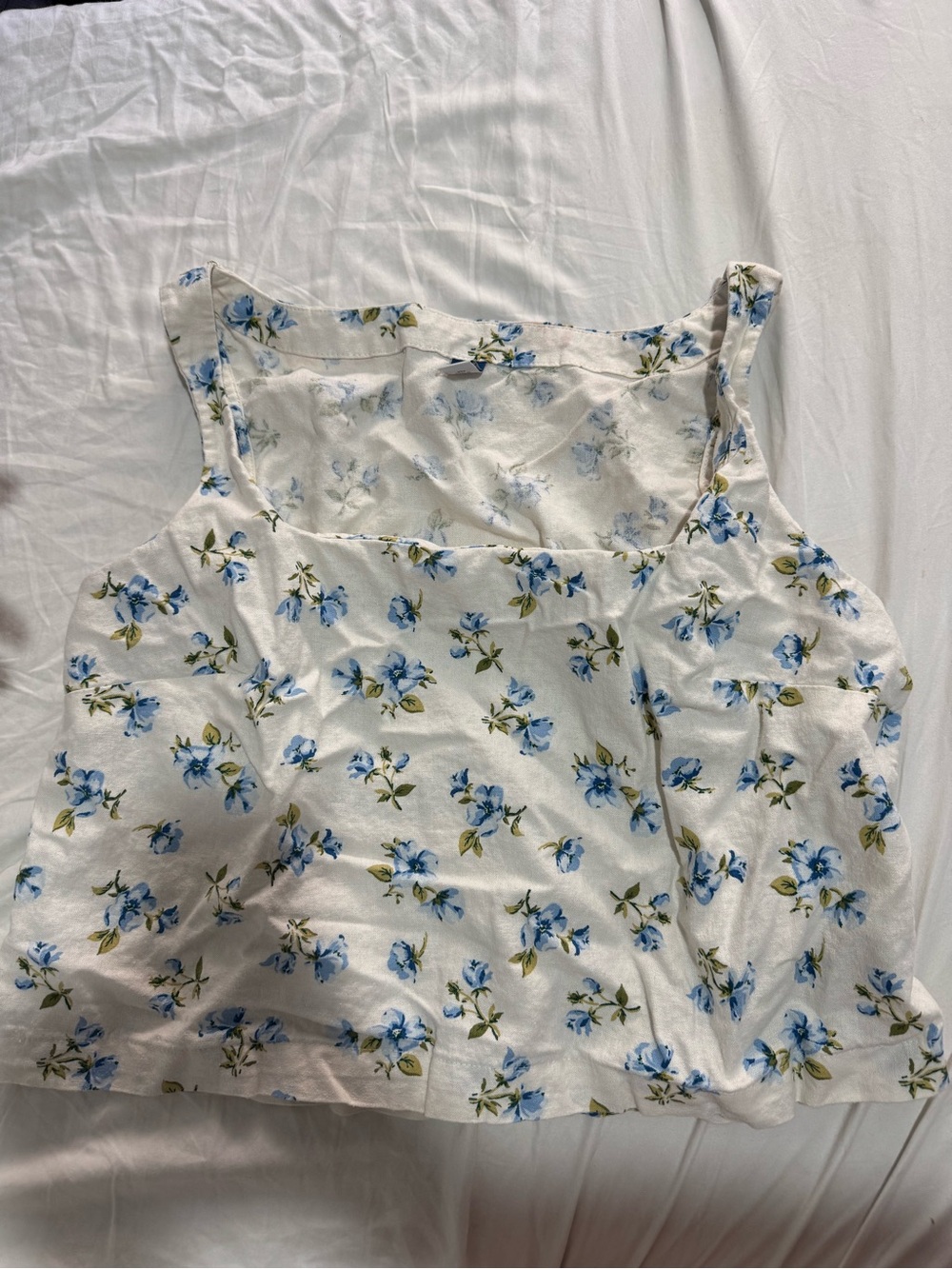 Old Navy White Tank Top with Blue Floral Print